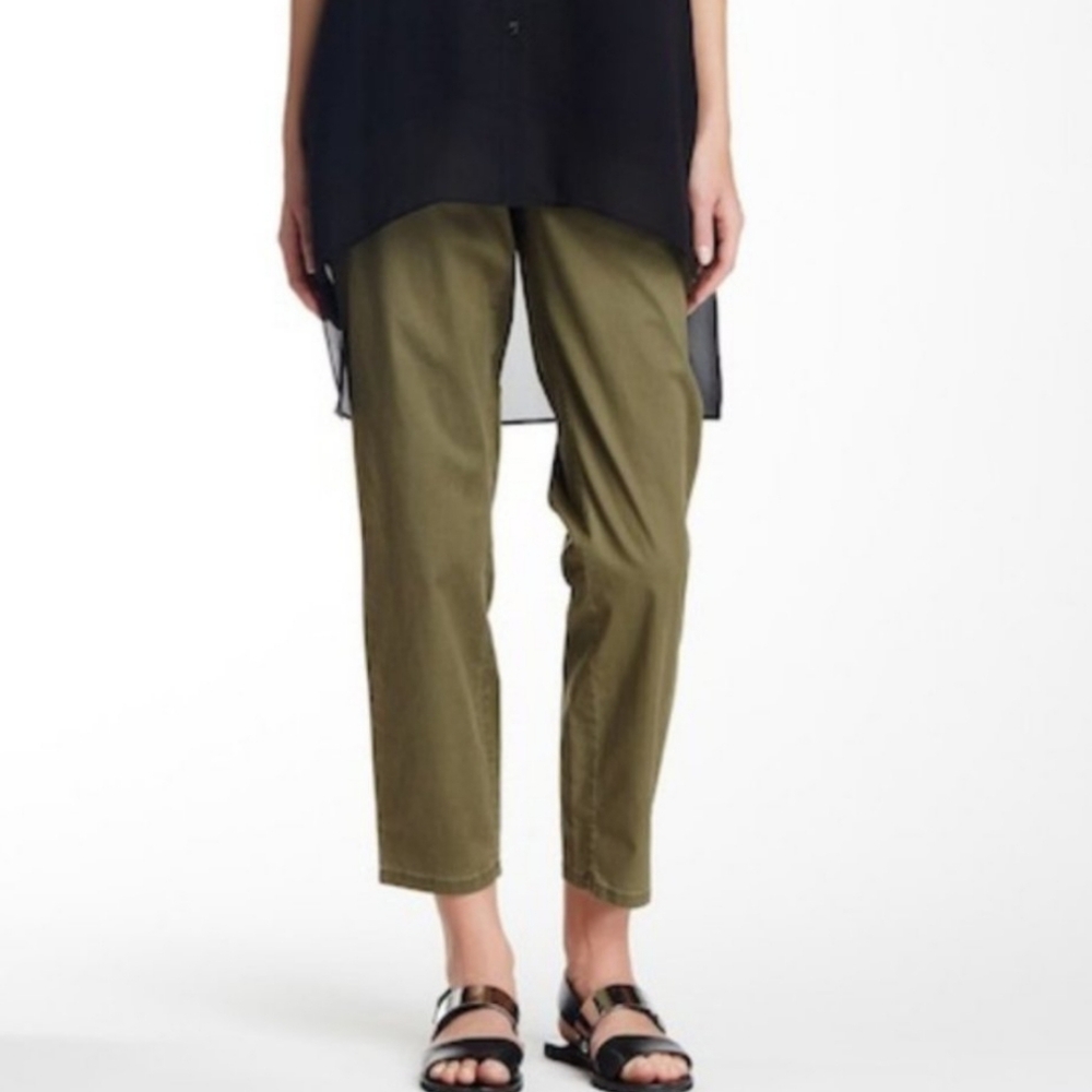 FLAX 100% Linen Capris Pants Cropped Green